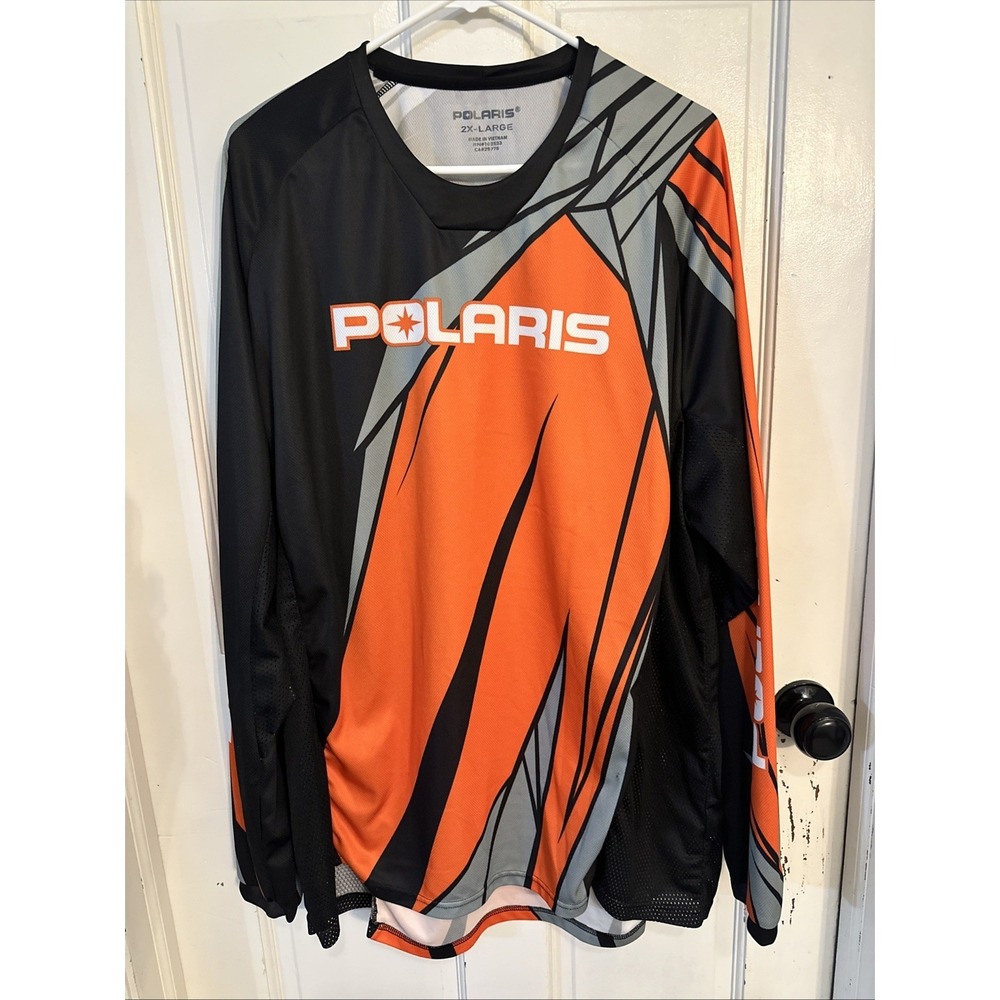 Polaris Jersey Long Sleeve Men Off Road ATV Motocross Shirt Racing MX Orange 2XL